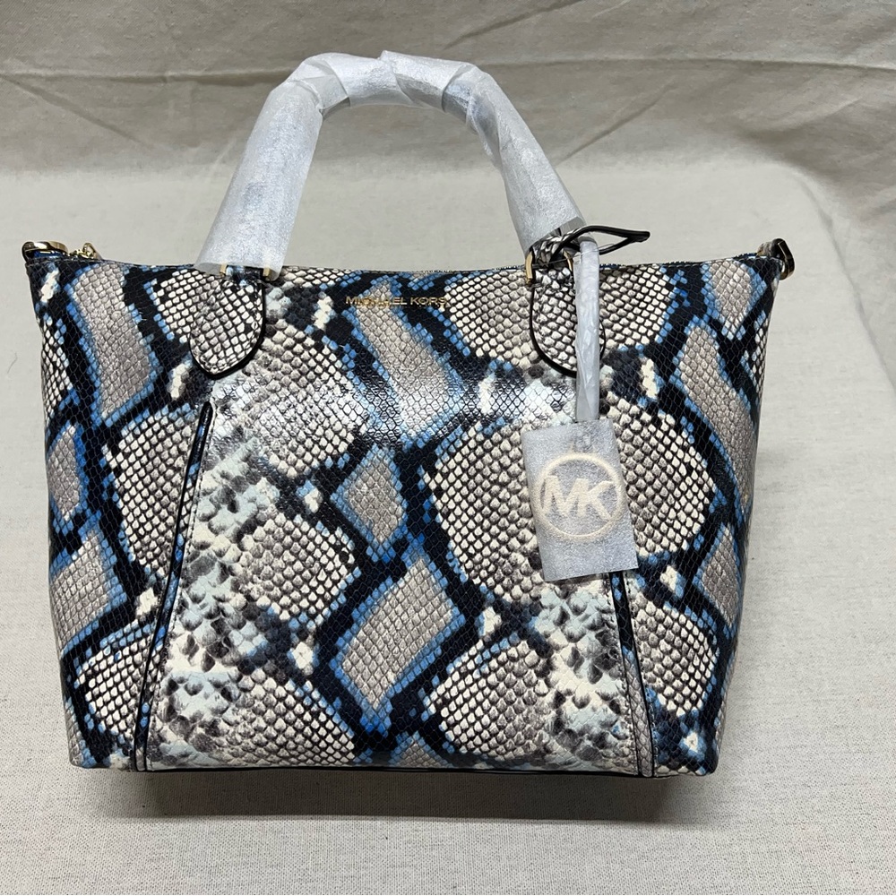 Michael Kors Blue Snake Print Handbag